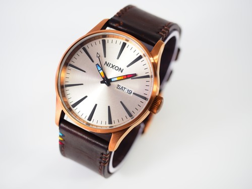 Nixon sentry leder uhr - sentry, kupfer