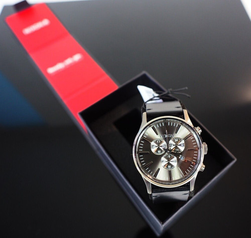 Nixon sentry chrono leder uhr - sentry,
